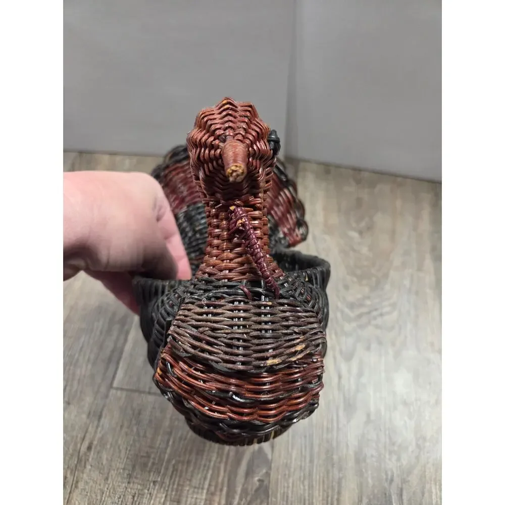 Vintage Colorful Wicker Turkey Basket Thanksgiving Fall Country Rustic 6